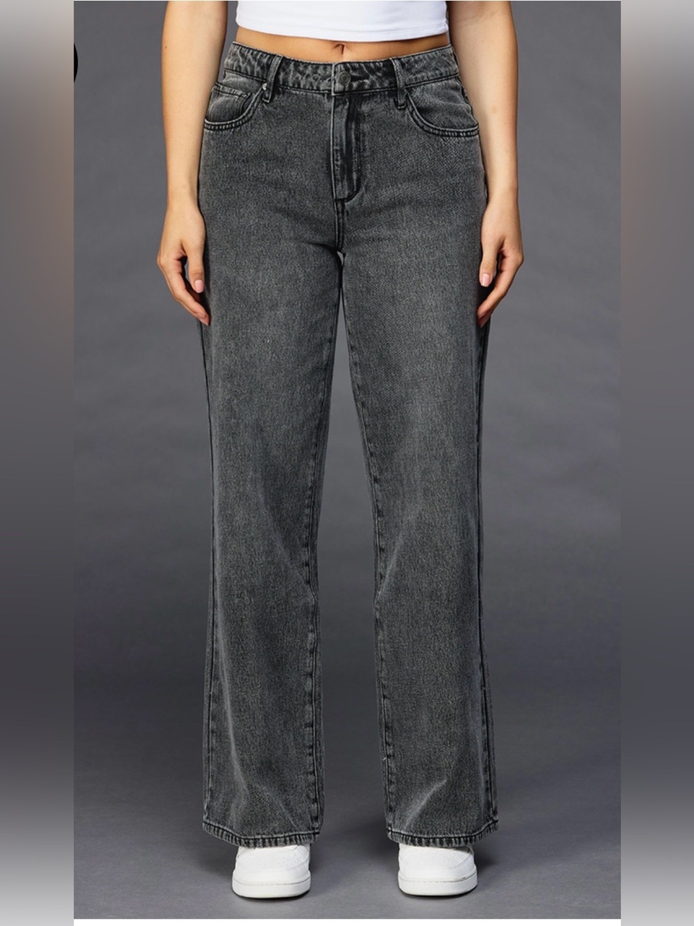 RSQ Women's High-Rise Wide-Leg Jeans - Charcoal